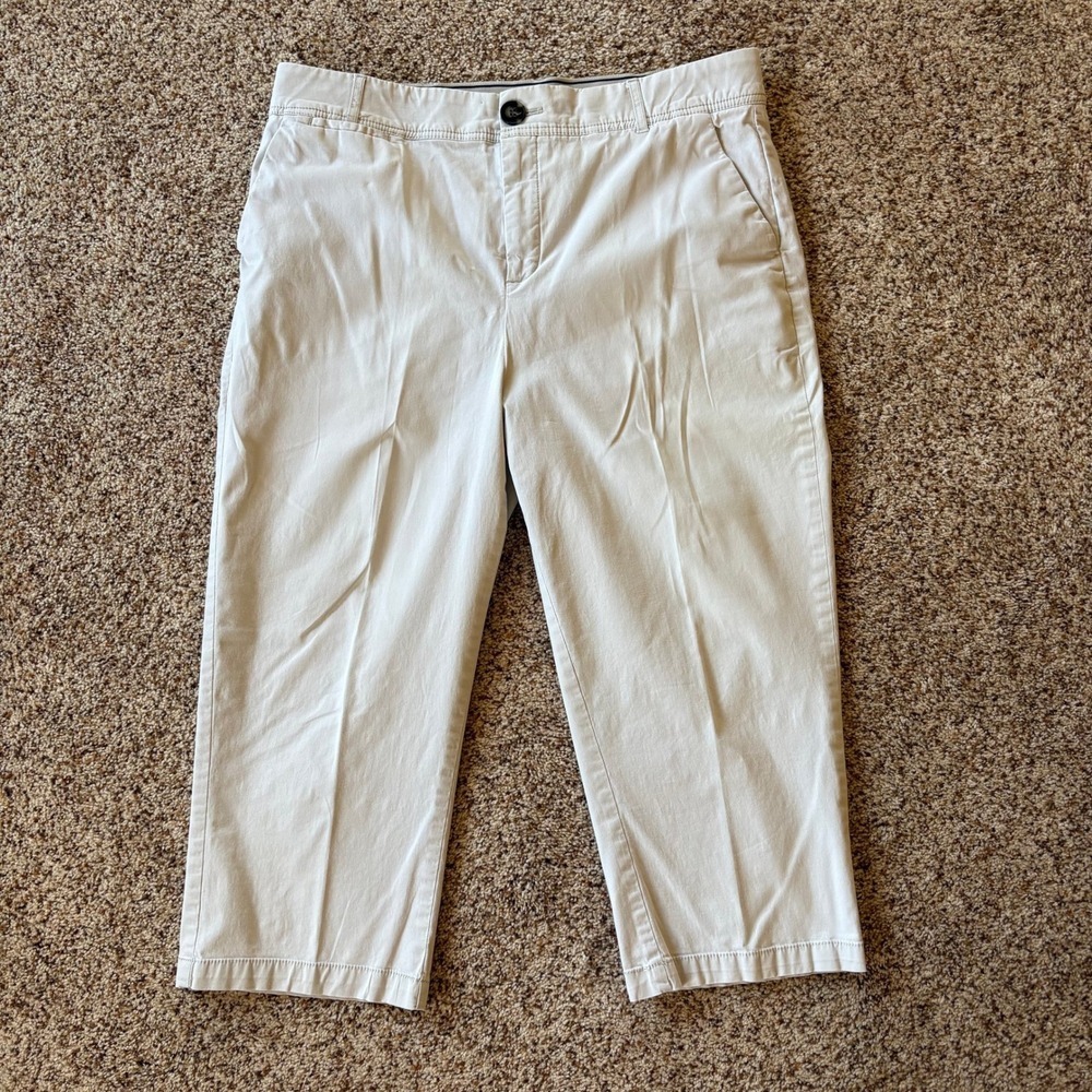 Christopher & Banks Women 10 Cropped Pants Khaki Tan Signature Comfort Stretch